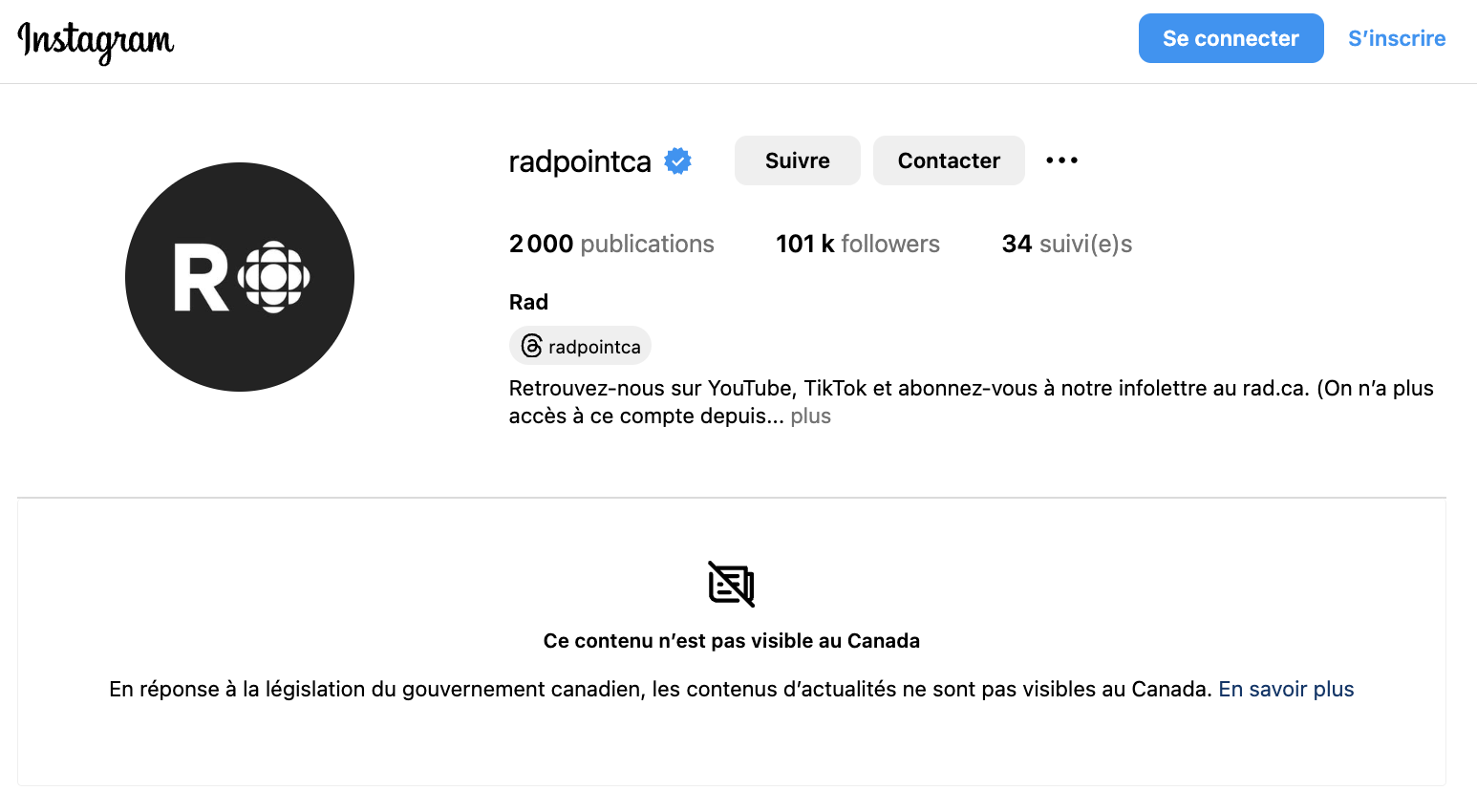 Compte instagram de RAD